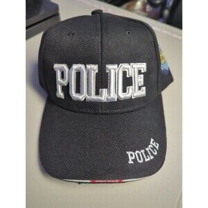 Police Hat, Baseball Cap, New York City Police Hat, Black, Curved Bill, Velcro